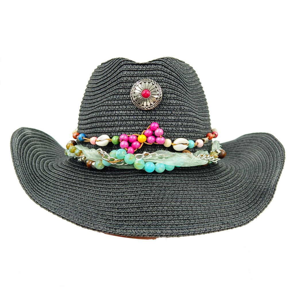 2023 Maalattu Cowboy-olkihattu, leikkaustyyli miehille ja naisille Kesäulkomatkailu Unisex Solid Western Cowboy -hattu hinta ja tiedot | Miesten hatut, huivit ja käsineet | hobbyhall.fi