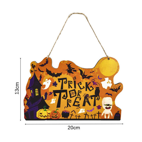 Halloween-puiset riippukoristeet Pumpkin Boo Trick or Treat Ghost Door -riipus puinen tee-se-itse suosii Halloween-juhlakoristeita 2024