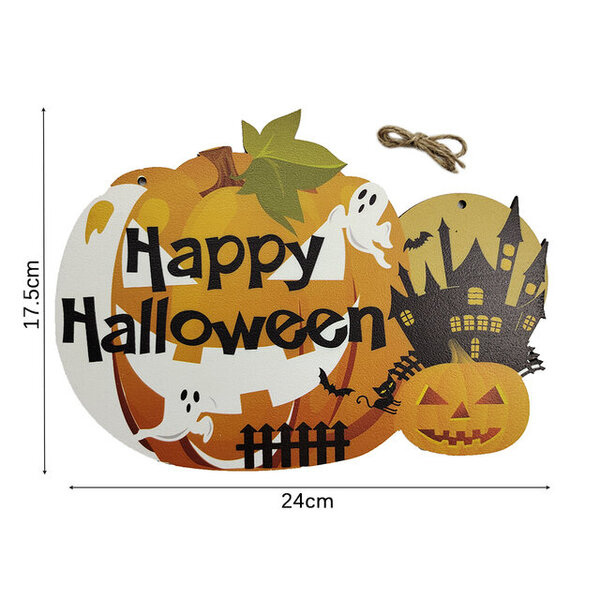 Halloween-puiset riippukoristeet Pumpkin Boo Trick or Treat Ghost Door -riipus puinen tee-se-itse suosii Halloween-juhlakoristeita 2024