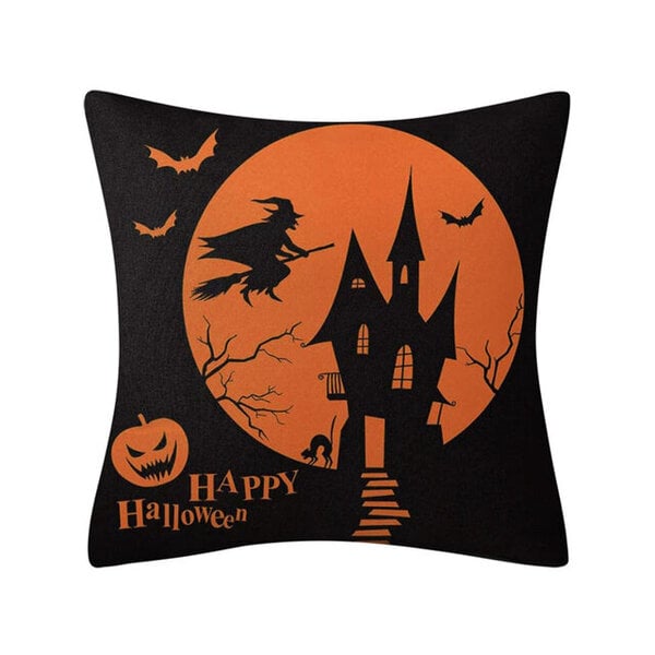 Happy Halloween Trick or Treat Söpö Ghost Child Tyynyliina Kurpitsa Bat Wizard Heittotyynynpäällinen Juhlasisustus 45x45cm