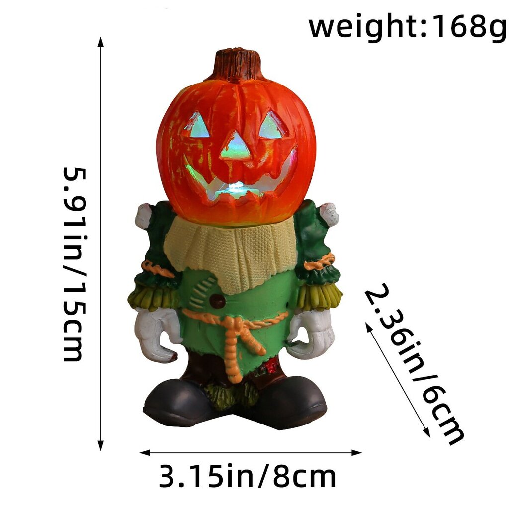 Halloween LED-valo Pumpkin Knight -työpöydän koristeet hehkuva pieni kurpitsanpää kummitushartsi puutarhakoristeet hinta ja tiedot | Kynttilät ja kynttilänjalat | hobbyhall.fi