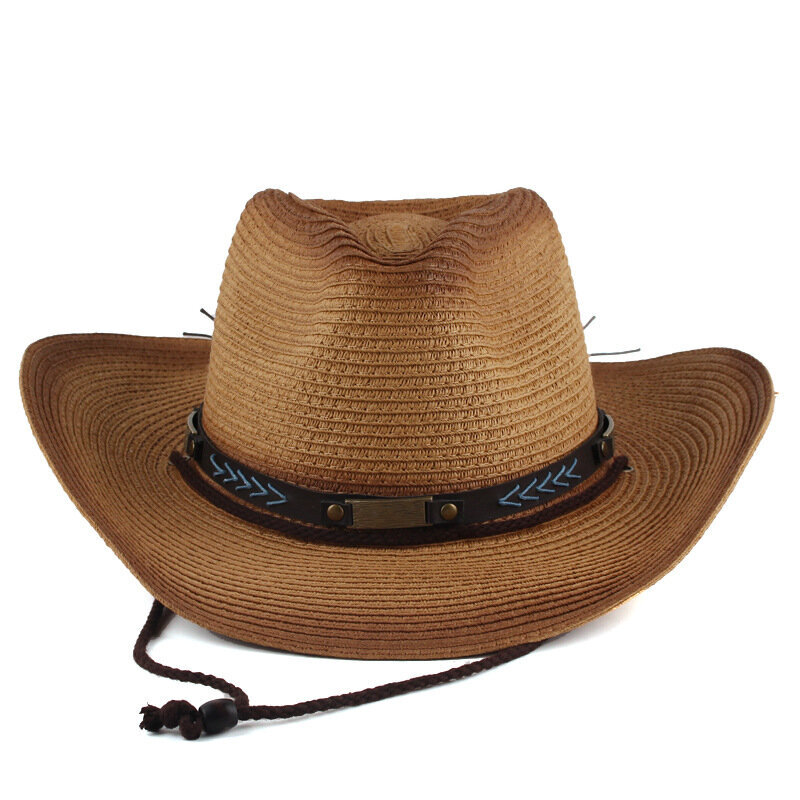 sombrero vaquero hombre Naisten Cowboy-hattu Yksinkertainen eurooppalainen ja amerikkalainen vintage-taidetyyli Länsi-Cowboy-olkihattu hinta ja tiedot | Miesten hatut, huivit ja käsineet | hobbyhall.fi