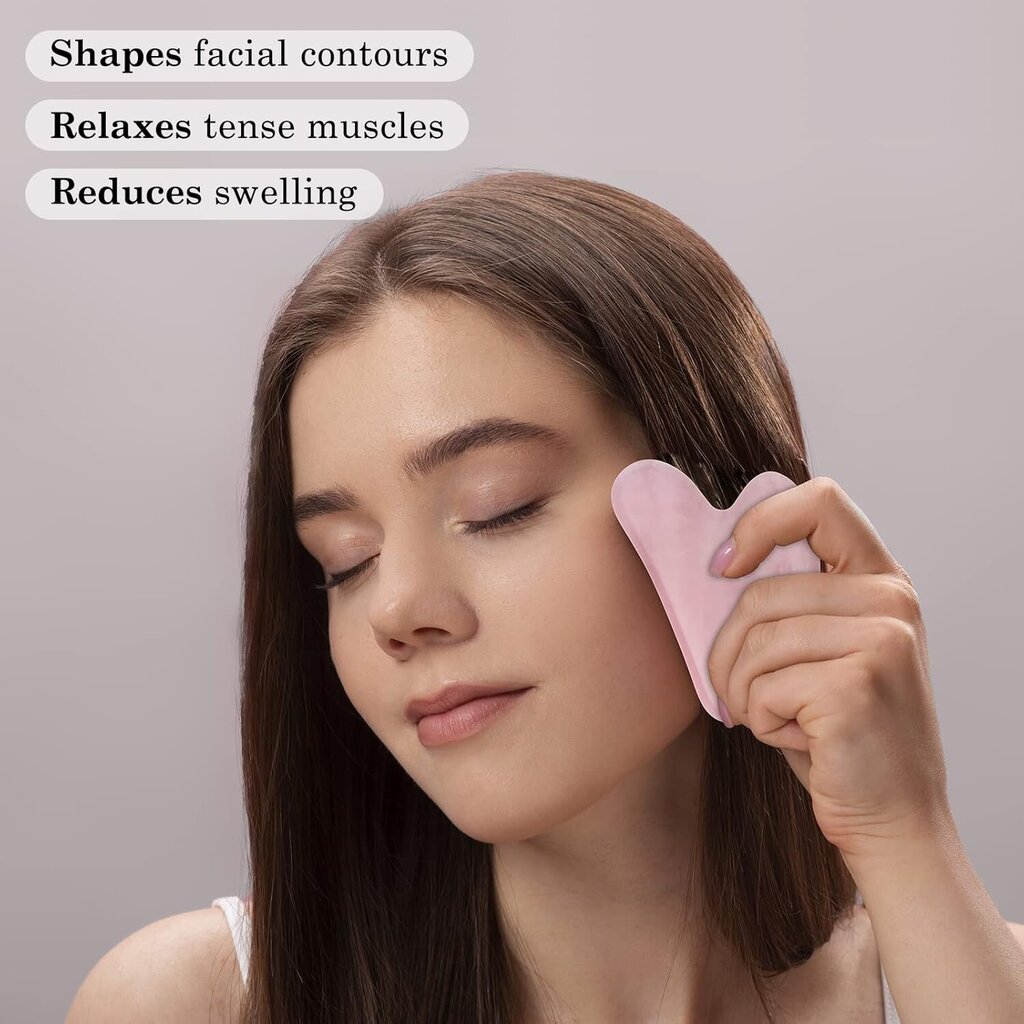 Jade Roller ja Gua Sha Set, Rose Quartz Roller Gua Sha Stonella hinta ja tiedot | Kasvojen puhdistus- ja hierontalaitteet | hobbyhall.fi