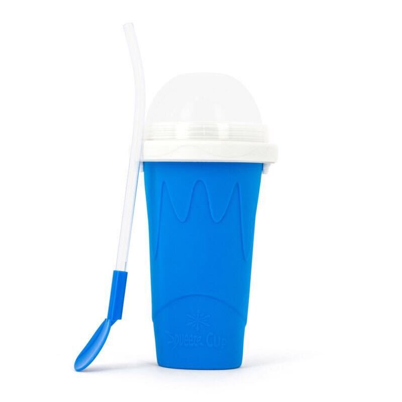 Milkshake Smoothie Cup, jossa 2 in 1 pilli ja lusikka, kannettava puristuskuppi, sininen hinta ja tiedot | Lasit, mukit ja kannut | hobbyhall.fi