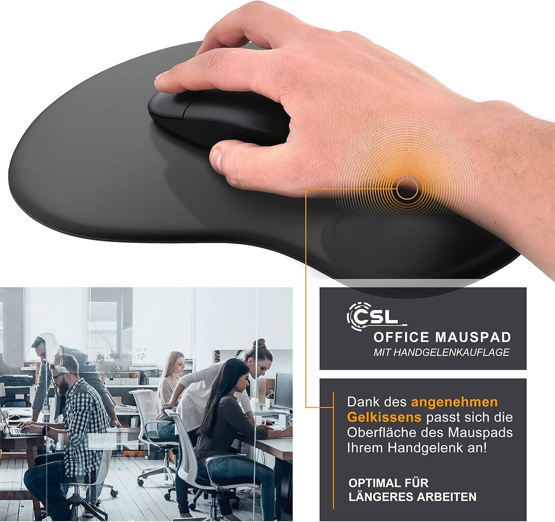 Gel Mouse Pad, Ergonominen rannetuki Geelityyny, musta hinta ja tiedot | Hiiret | hobbyhall.fi