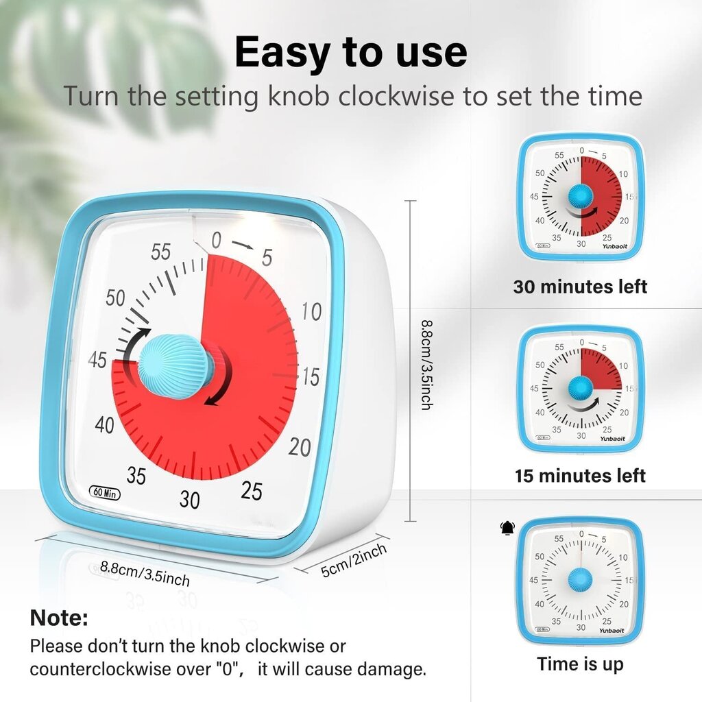Visuaalinen ajastin yövalolla, 60 minuutin ajastin lapsille ja aikuisille, sininen hinta ja tiedot | Kellot | hobbyhall.fi