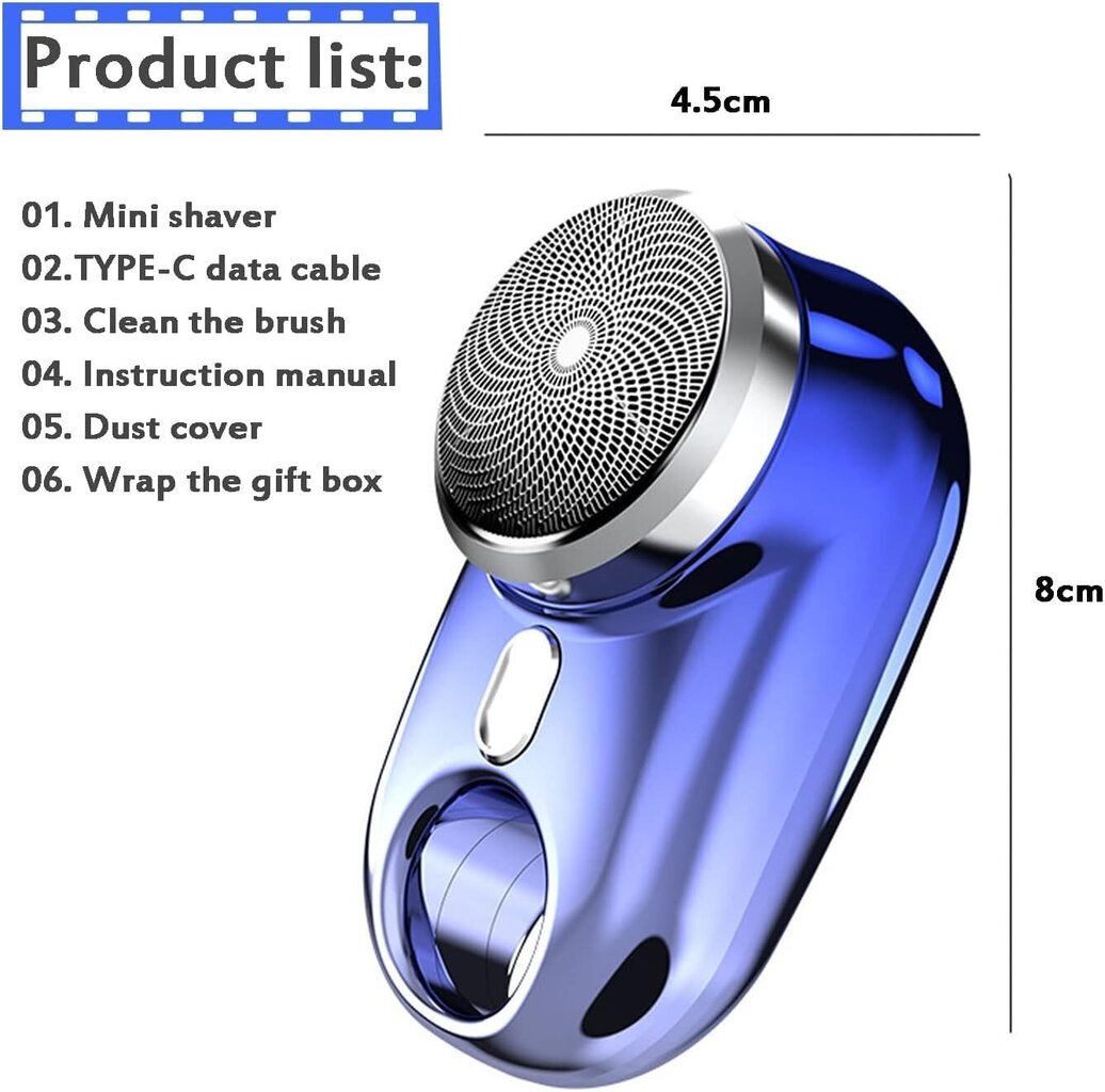 Mini Shaving Kannettava sähköinen parranajokone, märkä- ja kuivaparranajokone USB-ladattava vedenpitävä, gradienttiväri hinta ja tiedot | Parranajokoneet | hobbyhall.fi