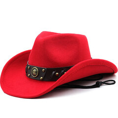 Vintage Western Cowboy -hattu Miesten Gentleman Lady Jazz Cowgirl Nahkaisella Leveälierisellä Cloche Church Sombrero Hombre Lippalakit hinta ja tiedot | Miesten hatut, huivit ja käsineet | hobbyhall.fi