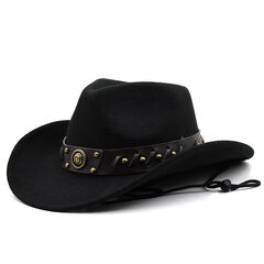 Vintage Western Cowboy -hattu Miesten Gentleman Lady Jazz Cowgirl Nahkaisella Leveälierisellä Cloche Church Sombrero Hombre Lippalakit hinta ja tiedot | Miesten hatut, huivit ja käsineet | hobbyhall.fi