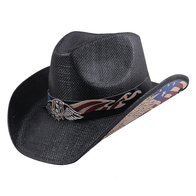 Vintage Western Cowboy Hat miehille Naisille Panama Straw Aurinkohattu Tyylikäs Cowgirl Jazz Cap Sombrero Hombre hinta ja tiedot | Miesten hatut, huivit ja käsineet | hobbyhall.fi