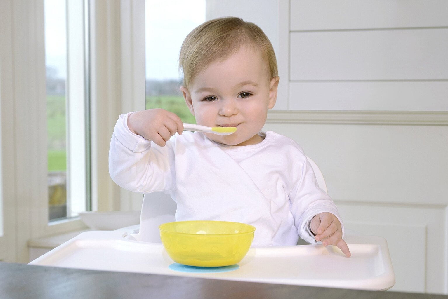Kiinnitettävä kuppi ja lautanen KidsMe Stay-in-Place, Lime, alkaen 9kk +, 1kpl hinta ja tiedot | Vauvan ja lasten astiat | hobbyhall.fi
