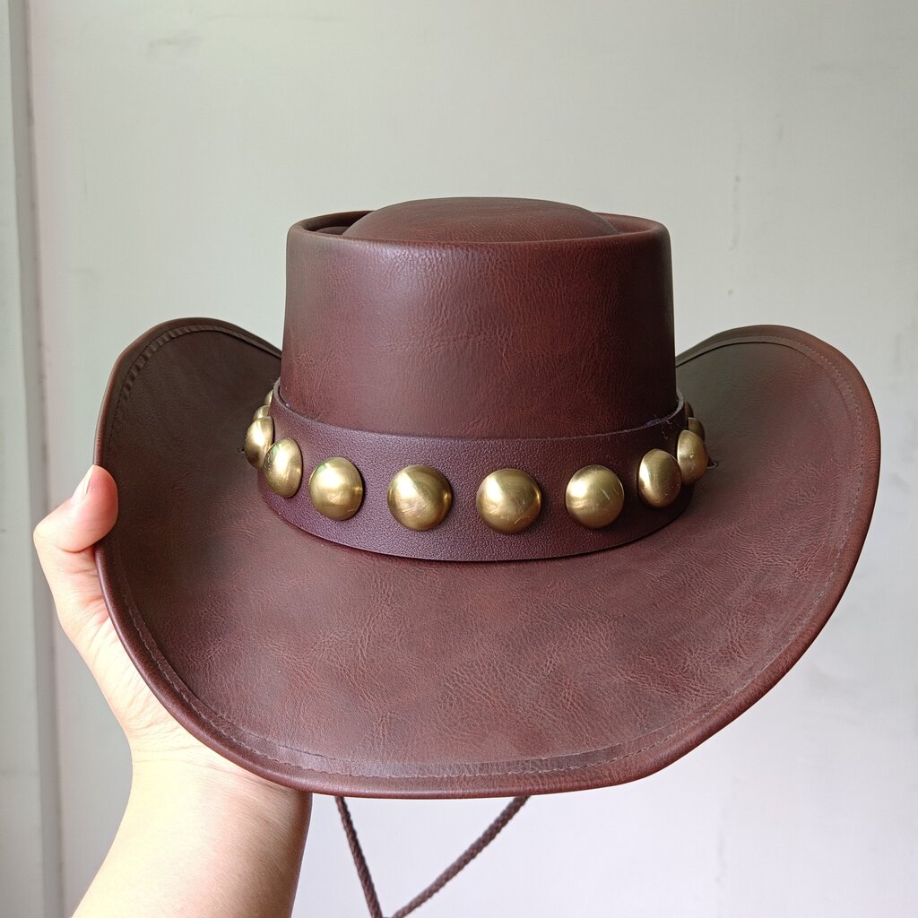 PU-nahka Länsimainen cowboy-hattu Miesten herrasmieskummisetähattu Unisex Panama cowboy-hattu Jazz-hattu hinta ja tiedot | Miesten hatut, huivit ja käsineet | hobbyhall.fi