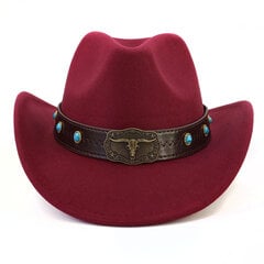 Bull's Head Band Western Cowboy Hattu Naisille Miehille Talvi Syksy Jazz Cowgirl Cloche Sombrero Lippalakit Huopa Fedoras Sun Cap hinta ja tiedot | Miesten hatut, huivit ja käsineet | hobbyhall.fi