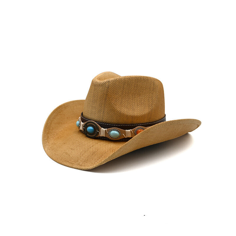 Vintage amerikkalainen länsimainen cowboyhattu kesä olkihattu hengittävä muotitrendi aurinkosuojahattu Panama jazzlippis hinta ja tiedot | Miesten hatut, huivit ja käsineet | hobbyhall.fi