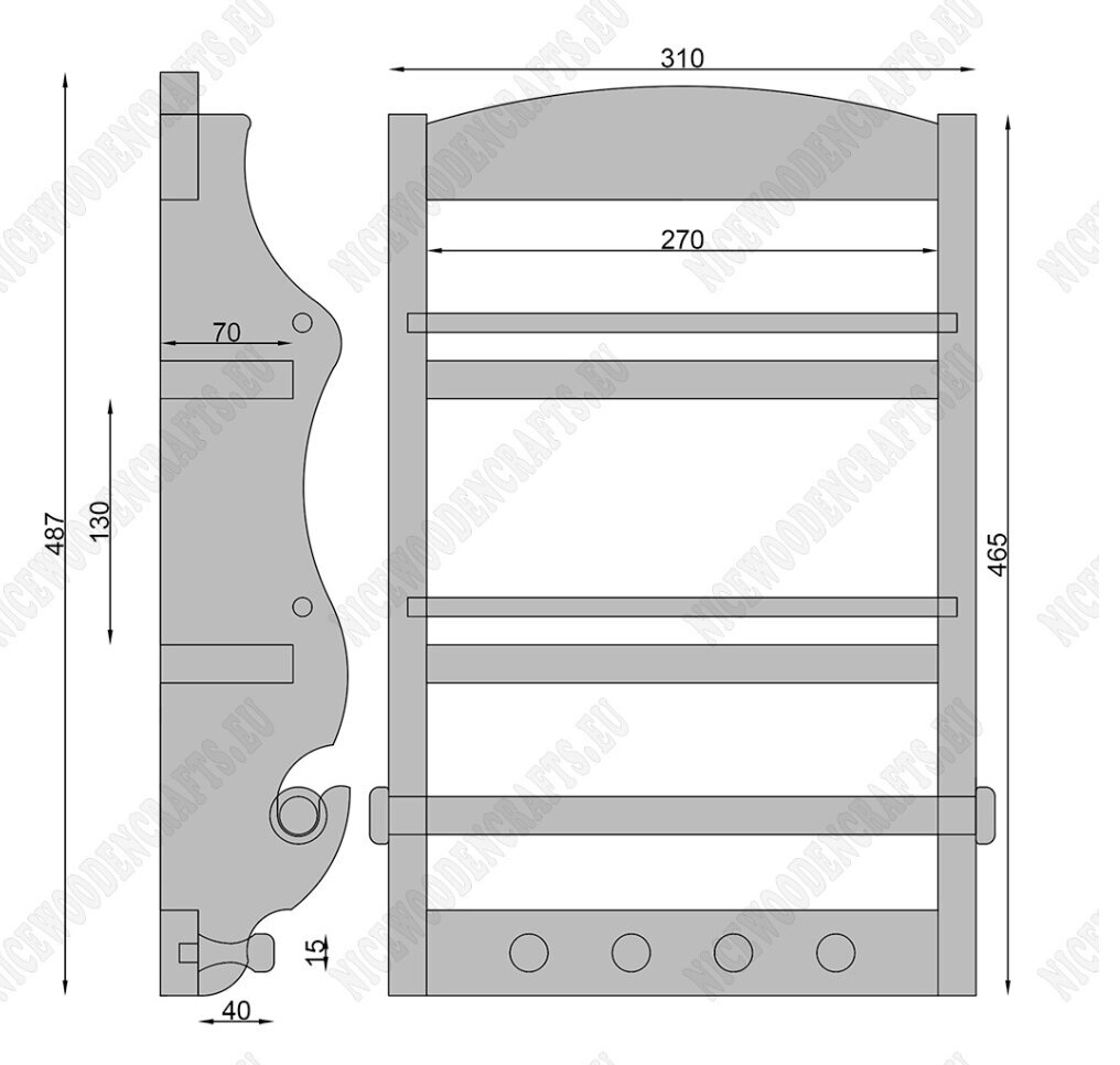 Massiivipuinen keittiön hylly Daisy 7x31x46,5 cm hinta ja tiedot | Keittiökalusteiden lisätarvikkeet | hobbyhall.fi