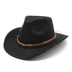 Unisex Cowboy Hatut Cowgirl Lippalakki miehille ja naisille mokkanahka 57 58 cm kaareva reuna persikka toppi Etninen tyyli hihna yksivärinen NZ0071 hinta ja tiedot | Miesten hatut, huivit ja käsineet | hobbyhall.fi