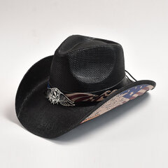 Olki Western Cowboy Hattu Miehille Naisille Panama Beach Aurinkohattu Vintage Gentleman Cowgirl Jazz Hatut Sombrero Hombre hinta ja tiedot | Miesten hatut, huivit ja käsineet | hobbyhall.fi