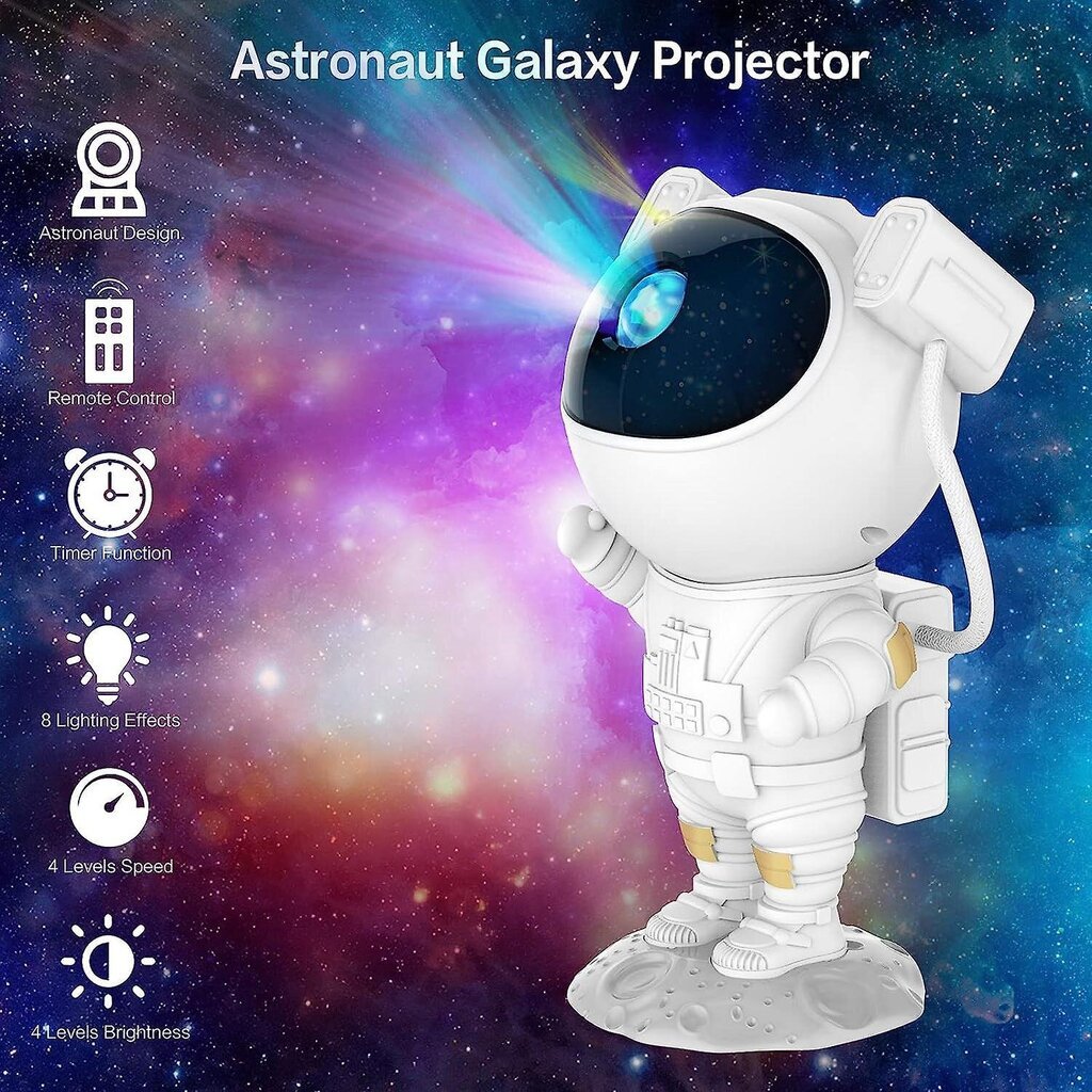 Astronaut Galaxy -projektori tähtitaivas yövalo, astronauttitähtiprojektori sumulla, ajastin ja kaukosäädin, tähtilamppu makuuhuoneeseen ja kattoon hinta ja tiedot | Projektorit | hobbyhall.fi