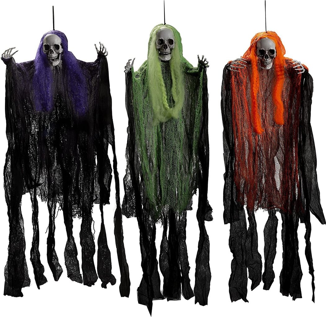 Pack Halloween Riippuvien Viikatemieskoristeet, 35,3" Halloween Skeleton Ghost -koristeet hinta ja tiedot | Juhlakoristeet | hobbyhall.fi