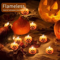 12 Pack Pumpkin Tea Light kynttilät Halloween Flameless]LED Tea Lights hinta ja tiedot | Juhlakoristeet | hobbyhall.fi