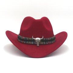 Miesten Länsi-Cowboy-hattu lehmänpäävyöllä Muoti Fedora Cowgirl Jazz-hattu kirkko Sombrero Hombre Lippikset hinta ja tiedot | Miesten hatut, huivit ja käsineet | hobbyhall.fi