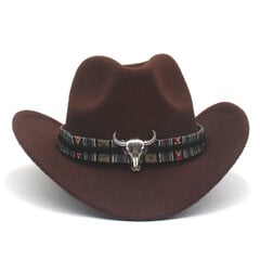 Miesten Länsi-Cowboy-hattu lehmänpäävyöllä Muoti Fedora Cowgirl Jazz-hattu kirkko Sombrero Hombre Lippikset hinta ja tiedot | Miesten hatut, huivit ja käsineet | hobbyhall.fi