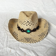 Vintage olkihattu Länsi-Cowboy-hattu Kevät Kesä Panama Aurinkohatut Retro Elegantti Cowgirl Jazz Cap Sombrero Hombre hinta ja tiedot | Miesten hatut, huivit ja käsineet | hobbyhall.fi