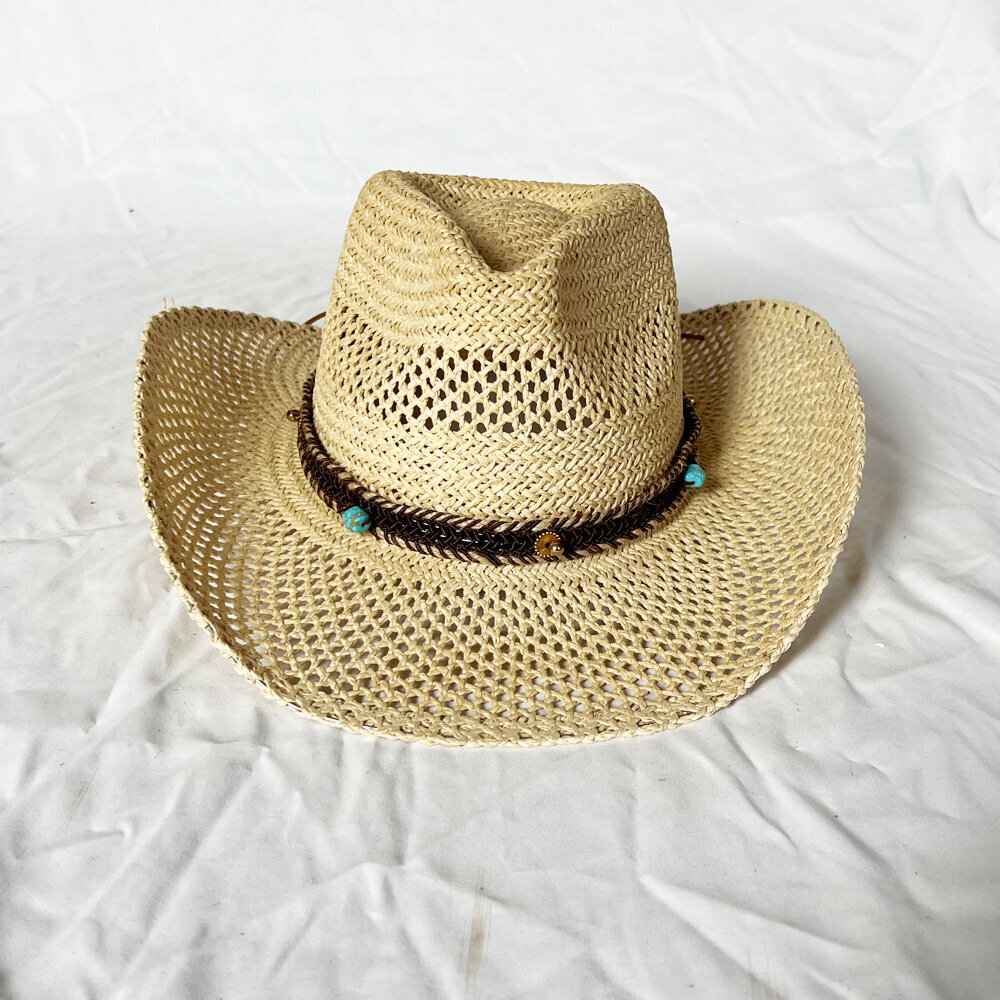 Vintage olkihattu Länsi-Cowboy-hattu Kevät Kesä Panama Aurinkohatut Retro Elegantti Cowgirl Jazz Cap Sombrero Hombre hinta ja tiedot | Miesten hatut, huivit ja käsineet | hobbyhall.fi