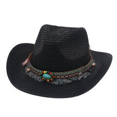 Olki Western Cowboy Kesä Aurinkosuojahattu Naisten Boheemi Tupsu Smaragdi Koristele Panama Hatut Cowgirl Retro Knight Hatut miehille hinta ja tiedot | Miesten hatut, huivit ja käsineet | hobbyhall.fi