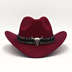 Western Cowboy Black Hat Bull Decorilla Klassiset leveälieriset jazz-villahatut naisille Huopahatut lehmänpäällä ritarihattu hinta ja tiedot | Miesten hatut, huivit ja käsineet | hobbyhall.fi