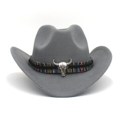 Western Cowboy Black Hat Bull Decorilla Klassiset leveälieriset jazz-villahatut naisille Huopahatut lehmänpäällä ritarihattu hinta ja tiedot | Miesten hatut, huivit ja käsineet | hobbyhall.fi