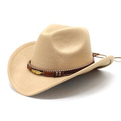 Muoti Western Cowboy Hattu miehille Naisille Huopa Fedora Caps Church Panama Cowgirl Jazz Cap Sombrero Vaquero Hombre hinta ja tiedot | Miesten hatut, huivit ja käsineet | hobbyhall.fi