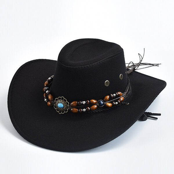 Vintage Big edge Western Cowboy Hatut miehille Naisille Keinonahka Gentleman Cowgirl Jazz Hattu Sombrero Hombre Cap