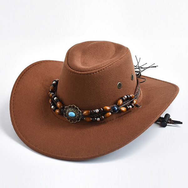 Vintage Big edge Western Cowboy Hatut miehille Naisille Keinonahka Gentleman Cowgirl Jazz Hattu Sombrero Hombre Cap