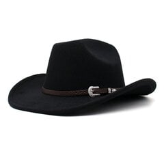 Klassiset Western Cowboy Mustat Hatut miehille Bull Sisustus Jazz Naiset Country Hattu Etninen Tyyli Retro Ritari Huopahatut Matka Fedoras hinta ja tiedot | Miesten hatut, huivit ja käsineet | hobbyhall.fi