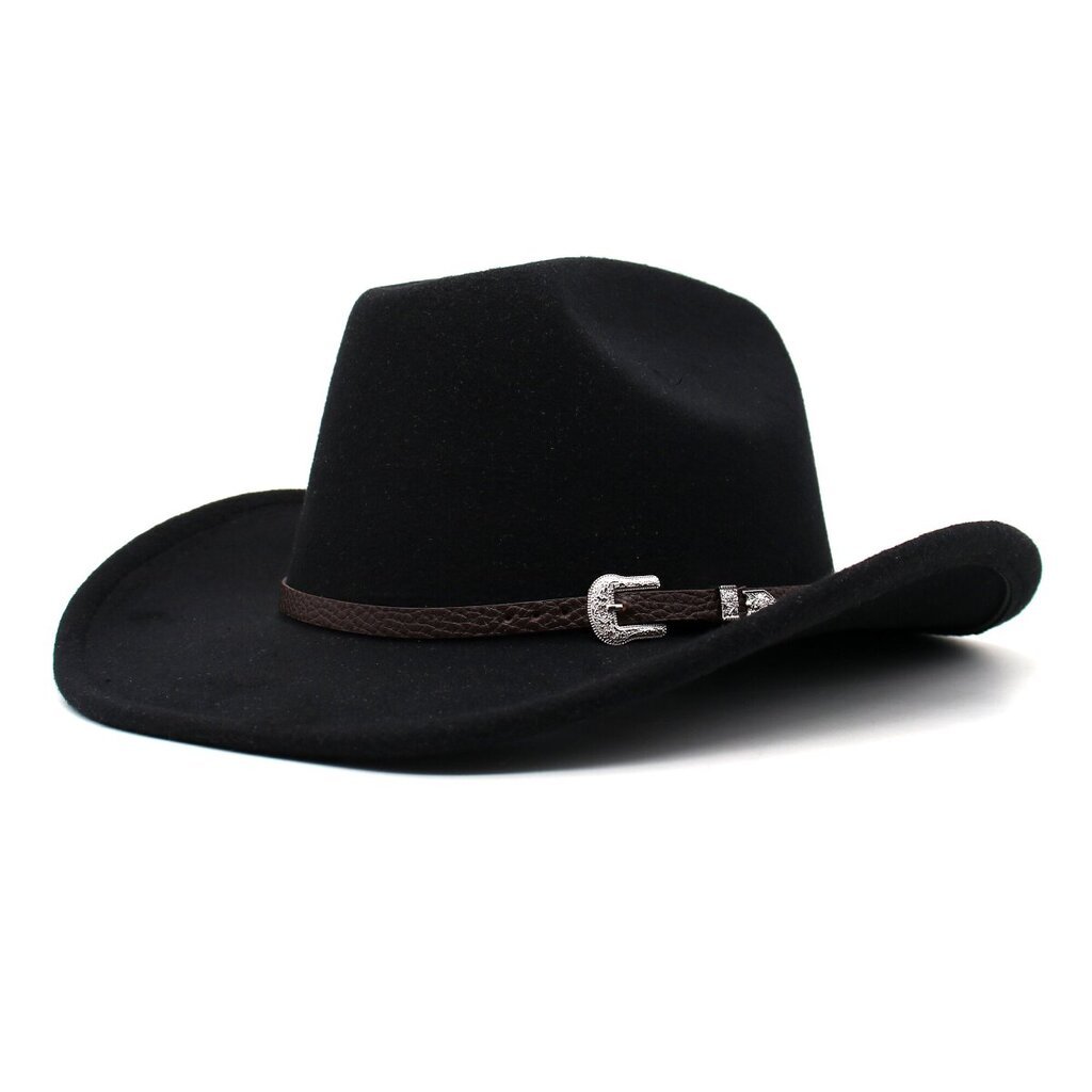 Klassiset Western Cowboy Mustat Hatut miehille Bull Sisustus Jazz Naiset Country Hattu Etninen Tyyli Retro Ritari Huopahatut Matka Fedoras hinta ja tiedot | Miesten hatut, huivit ja käsineet | hobbyhall.fi