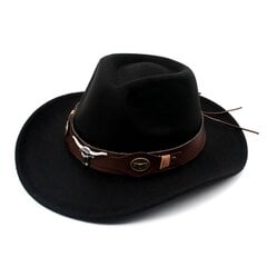 Villi länsi Cowboy Villa Miesten Hattu Härän muotoinen Sisustus Country Hattu Etninen tyyli vyö ritari Huopahatut Cowgirl Jazz Naiset Fedorat hinta ja tiedot | Miesten hatut, huivit ja käsineet | hobbyhall.fi