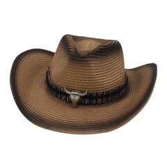 Retro Wild Straw Cowboy Hat Härän muotoinen Sisustus Panama Hatut miehille Travel Knight Country Hat Bohemian Women Beach Aurinkosuojahattu hinta ja tiedot | Miesten hatut, huivit ja käsineet | hobbyhall.fi