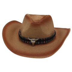 Retro Wild Straw Cowboy Hat Härän muotoinen Sisustus Panama Hatut miehille Travel Knight Country Hat Bohemian Women Beach Aurinkosuojahattu hinta ja tiedot | Miesten hatut, huivit ja käsineet | hobbyhall.fi