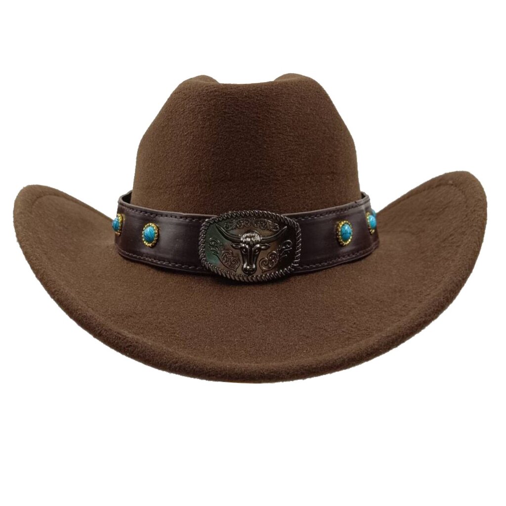 Naisten Cowboy-hattu Muoti Ainutlaatuinen Musta Miesten Jazz-hattu Cowhead-koriste Länsi-Länsi-Cowboy-hattu hinta ja tiedot | Miesten hatut, huivit ja käsineet | hobbyhall.fi