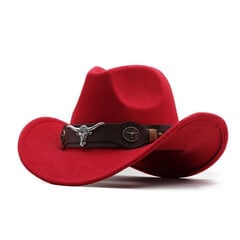 Länsi Cowboy Hattu 3 Kokoa Musta Villa Jazz Top Hat Miehet Etninen Tyyli Lehmän Pää Nauha Huopahattu Naiset Lapset Ratsastus Fedora Hat hinta ja tiedot | Miesten hatut, huivit ja käsineet | hobbyhall.fi