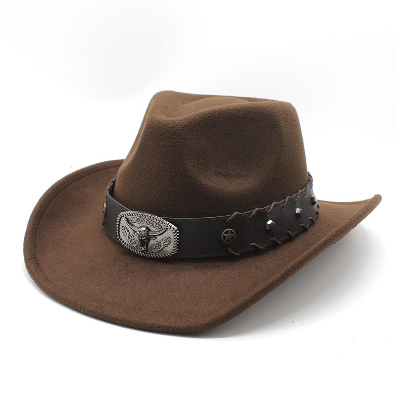 Four Seasons Cowboy Hatut Cowgirl Lippikset Villaiset Leveät Olkaimet Häränpääkuvio Koriste Retro Tyyli 57 58cm Länsi NZ0086 hinta ja tiedot | Miesten hatut, huivit ja käsineet | hobbyhall.fi