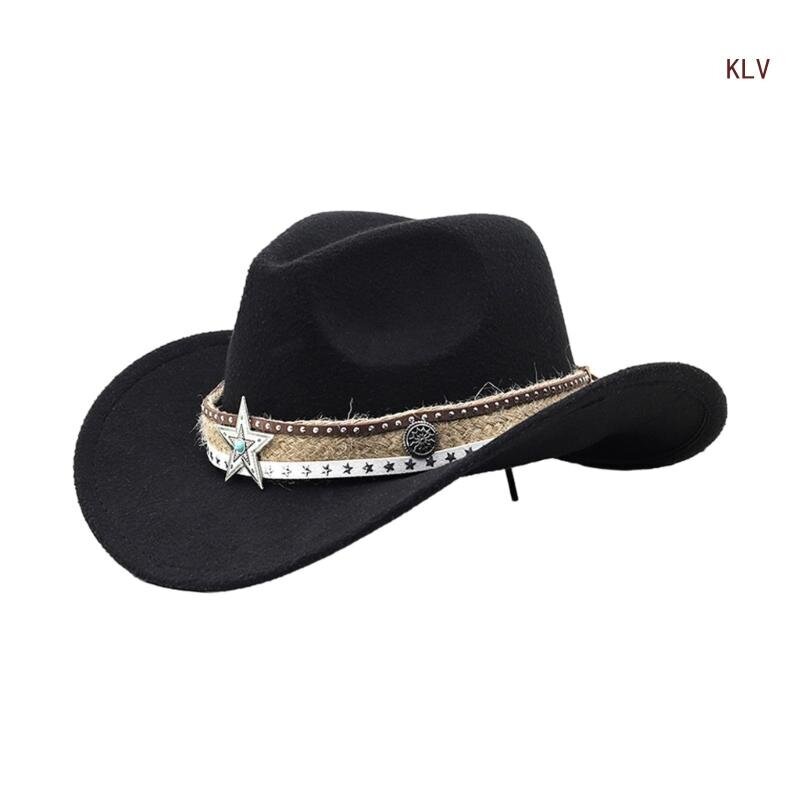 Boheemityylinen hattu Rope Decor Cowboy-hattu naisille tytöille Hengittävä Cowboy-hattu Monivärinen huopahattu hinta ja tiedot | Miesten hatut, huivit ja käsineet | hobbyhall.fi