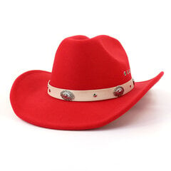 Western Cowboy Hat naisille Miesten Kermanvärinen Yksivärinen Vintage Fedora Hat Naisten Fascinator Top Hat Unisex leveälierinen Panama-huopahattu hinta ja tiedot | Miesten hatut, huivit ja käsineet | hobbyhall.fi