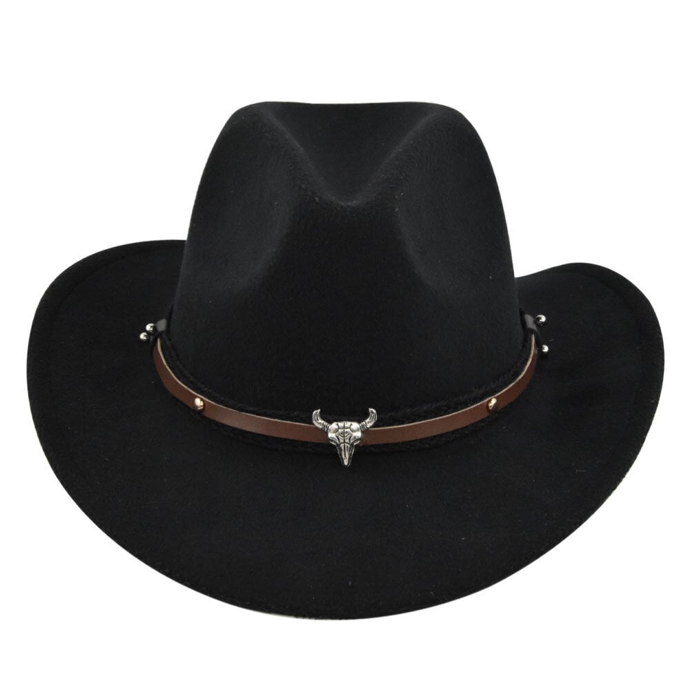 Western Cowboy Black Hat Bull Decorilla Klassiset leveälieriset jazz-villahatut naisille Huopahatut lehmänpäällä ritarihattu hinta ja tiedot | Miesten hatut, huivit ja käsineet | hobbyhall.fi