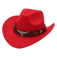 Western Black Cowboy Hat Jazz Knight Hatut miehille Etnisen tyylin huopahatut härän muotoisella sisustuksella Grassland Country Hat Sombrero hinta ja tiedot | Miesten hatut, huivit ja käsineet | hobbyhall.fi