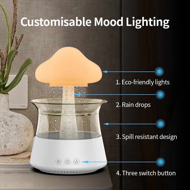 Cloud Rain ilmankostutin 7 värillä LED pilvi yövalo aromaterapia eteerinen öljy diffuusori mikrokostuttaja pöytäkoneen suihkulähde sängyn vieressä unta rentouttava 300 ml hinta ja tiedot | Ilmankostuttimet | hobbyhall.fi