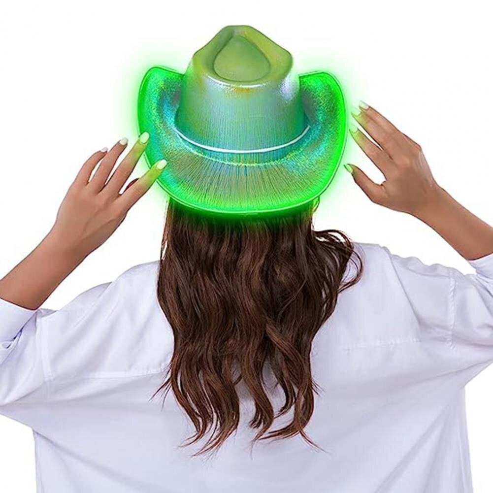 LED-valo jazz-hattu Länsi-LED Cowboy-hattu Cowgirl-hattu Naisten Miesten Cosplay-asu Cowboy Säkenöivä Halloween-juhla-juhlahattu hinta ja tiedot | Miesten hatut, huivit ja käsineet | hobbyhall.fi