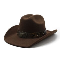 Four Seasons Miesten Cowboy-hattu häränpäällä koristellulla ja ahdistuneella bändillä vintage-tyylinen kaareva reuna ratsastus NZ0095 hinta ja tiedot | Miesten hatut, huivit ja käsineet | hobbyhall.fi