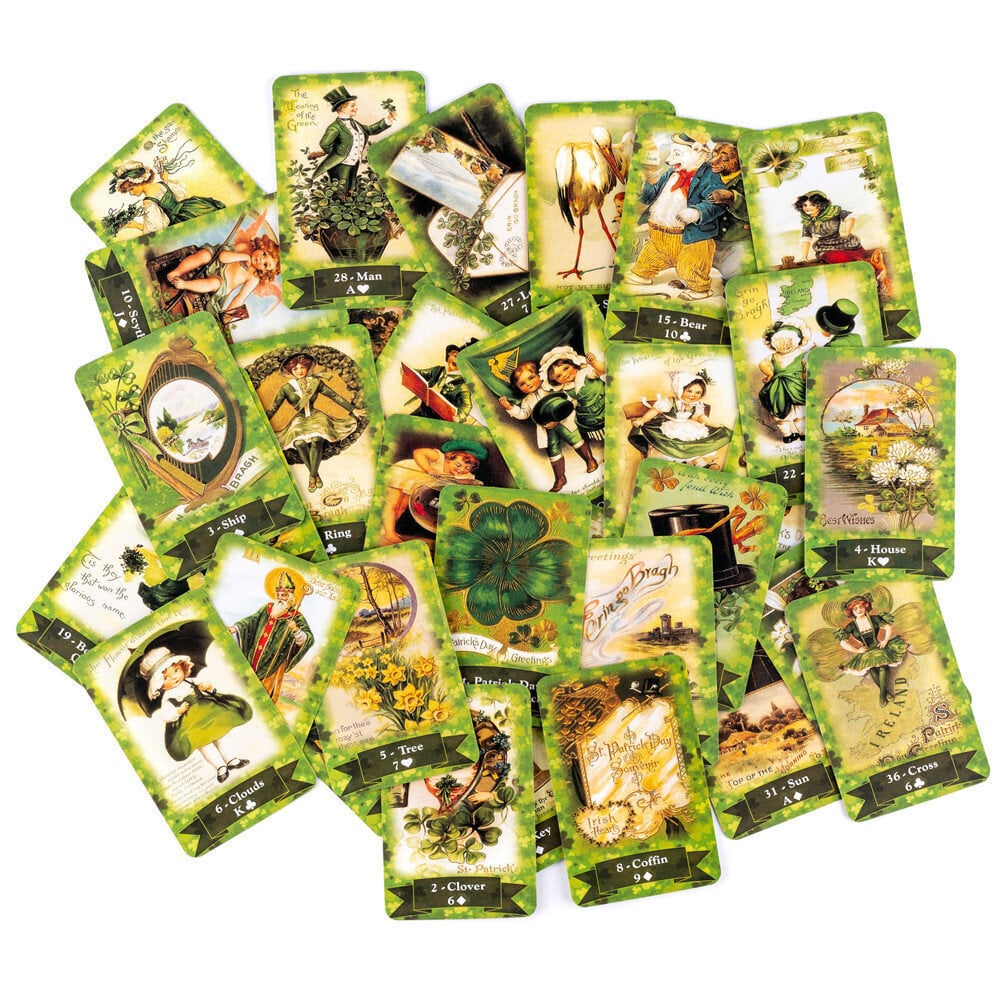 St. Patrick's Day Lenormand, kortin koko 8,8x6cm, ohjaamaton, lenormand-kortti, oraakkelin ennustamisen tarotharjoitus hinta ja tiedot | Lautapelit ja älypelit | hobbyhall.fi